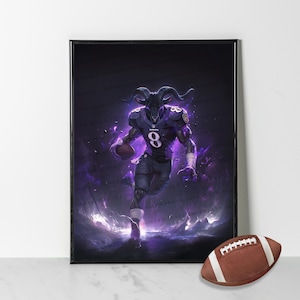Lamar Jackson, the Goat | Digital Download, Poster | Baltimore Ravens, Ravens Flock, Fan | PNG, Print, Wall Art, Canvas, PNG | Gift, Merch