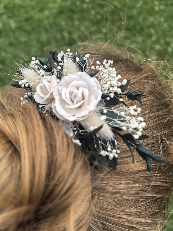 Wedding flower hair comb bridal white romantic Ceramic White flower Flowers Pearl Hair comb, Bridal Hair  main image 4