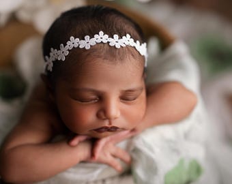 White Cotton Flower Halo, Newborn Photography Prop