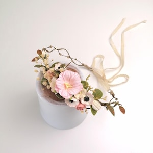 Blush Pink Flower Crown, Flower Tiara, Floral crown, Flower Halo, Bohemian flower crown, Bridal Crown, Flower girl Crown, Floral Hair Wreath