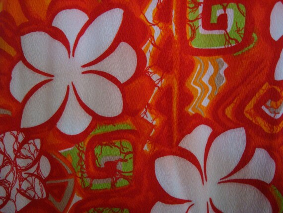 Vintage 1960's Citrus Floral with Geometric Print… - image 10