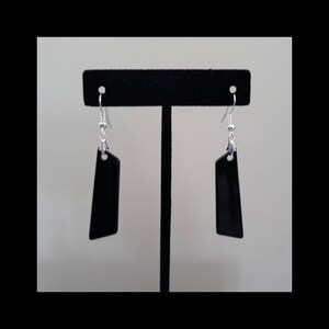 Geometric Jet Drops! Handmade Acrylic Charm Earring Sets in Black and Silver Modern Shapes