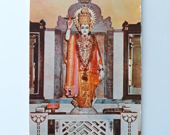 Unused Vintage 1970s Glossy Postcard of "Lord Krishna" Statuary- Great Colorful Image!