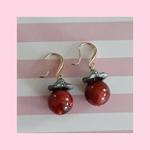 A Very Merry Cherry Berry! Red Lucite Earring Set with 14K Plated Accents- Ooh La La Holiday Style