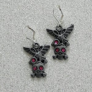 Handmade Spooky Silver Skull & Crossbones Tattoo Design Charm Earring Set!