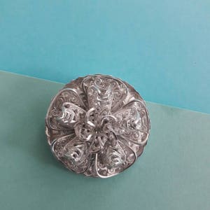 Vintage Mid Century Silver Metal Filigree Flower Dress Clip Made in Western Germany image 2