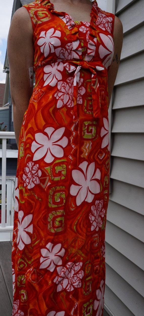 Vintage 1960's Citrus Floral with Geometric Print… - image 7