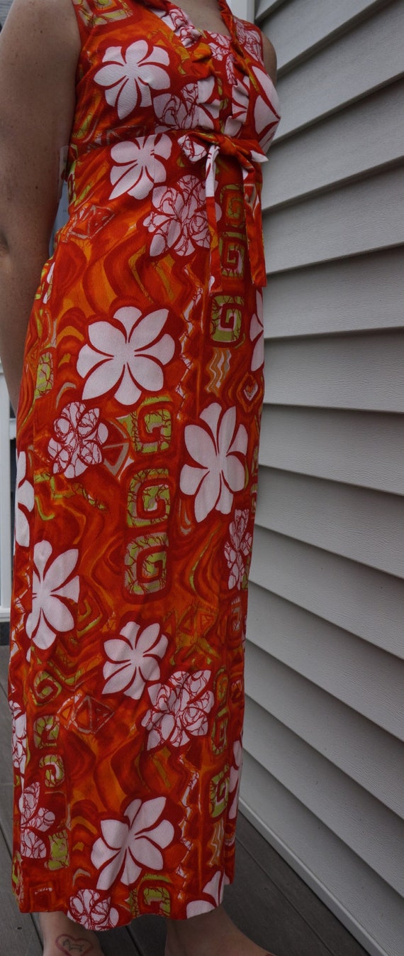 Vintage 1960's Citrus Floral with Geometric Print… - image 9