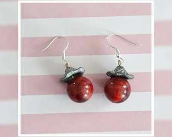 A Very Merry Cherry Berry! Red Lucite Earring Set with Sterling Silver Plated Accents- Ooh La La Holiday Style