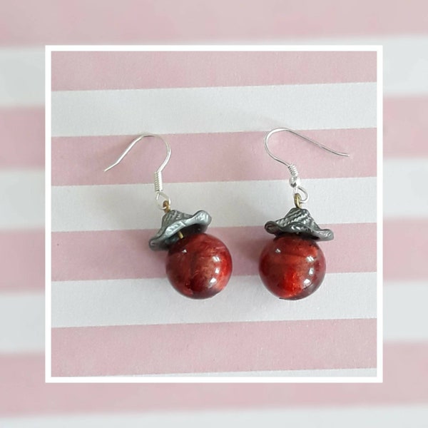 A Very Merry Cherry Berry! Red Lucite Earring Set with Sterling Silver Plated Accents- Ooh La La Holiday Style