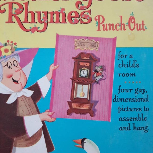 Vintage 1965 Mother Goose Rhymes "Punch-Out" Wall Hangings in Original Book Form