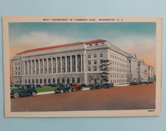 Vintage 1940s Unused Linen Postcard, Department of Commerce Bldg, Washington D.C. - Great Condition