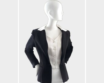 Puttin On the Ritz! Vintage 1980's Black and White Avant Garde Tuxedo Top by, "Hortly of Westwood"- Woman's Medium Made in USA