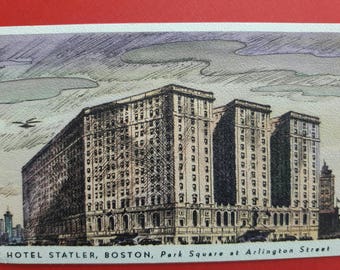 Vintage 1950's Linen Postcard from Hotel Statler, Boston