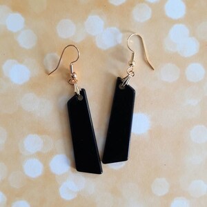 Geometric Jet Drops! Handmade Acrylic Charm Earring Sets in Black and Gold Modern Shapes