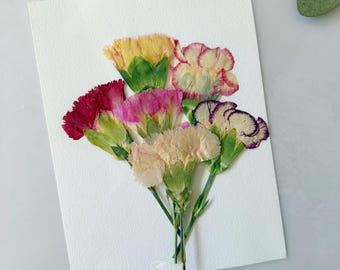 Flores de cravo prensadas com hastes: artesanato, arte em resina, enfeites de bolo, decoração de parede (12 peças)