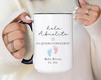Hola Abuelito Ya Quiero Conocerte Mug, Pregnancy Announcement Spanish Mug, Anuncio de Embarazo Abuelo Abuela Espanol, Grandparents Gift