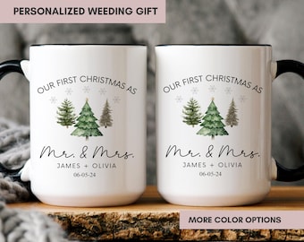 Our First Christmas As Mr And Mrs Mug, Personalized Newlywed Coffee Cup, Wedding Gift For Couple, Custom Mr Mrs Mugs, Holiday Gift, Married