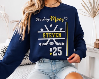 Custom Hockey Mom Shirt, Personalized Hockey Mama Sweatshirt, Ice Hockey Mom Dad Gift, Sports Mom Game Day Hoodie, Hockey Lover Gifts