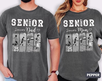 Senior Soccer Mom 2027 Shirt, Custom High School Soccer Mom Tee, Personalized Player Photos Sweatshirt, Sports Mom Gift, Senior Night