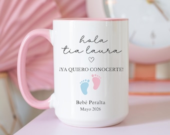 Hola Tia Ya Quiero Conocerte Pregnancy Announcement Spanish Mug Anuncio de Embarazo a Tio Espanol Baby Announcement to Uncle Aunt Regalo Tia