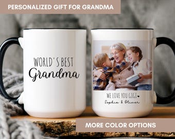 Personalized Gigi Mug, Worlds Best Grandma Coffee Cup, Custom Photo Mugs For Grandma, Christmas Gift, New Granny Birthday Gifts, mama