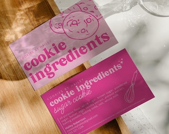 Cookie Ingredients Label Template Canva Cookie Business Card Cookie Ingredients List for Cookie Orders Cookie Labels Cookie Kit Baking, AMY
