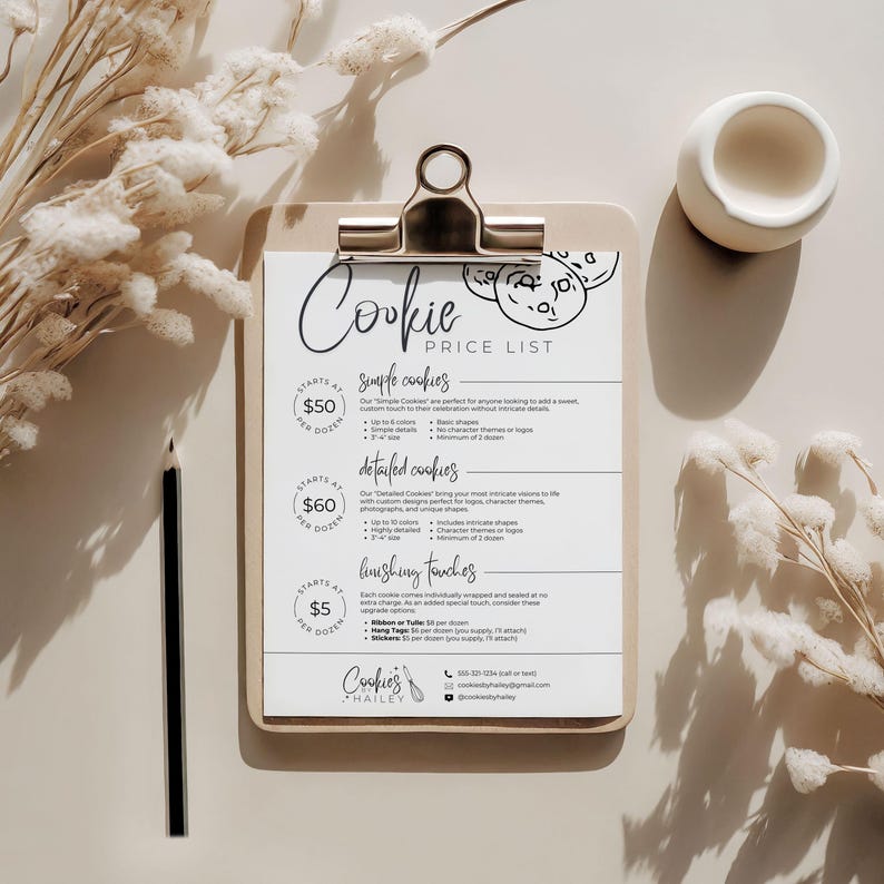 Cookie Menu, Modern Price List Menu Bakery Price List Template Cookie ...