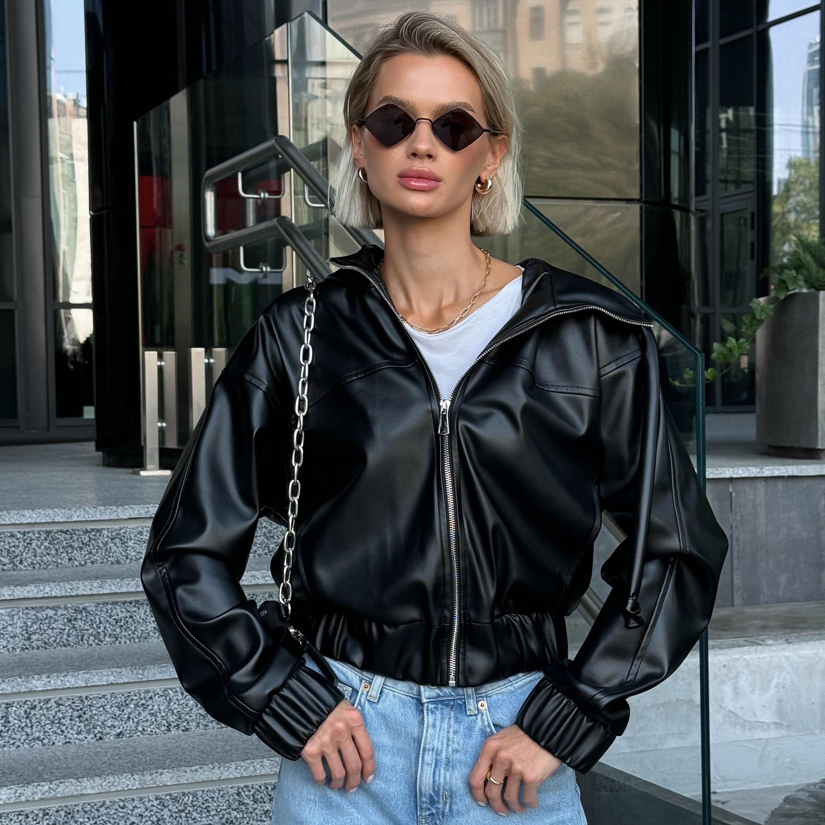 Jacket Outfit Oversized Bomber Womens Vintage Leather Jacket