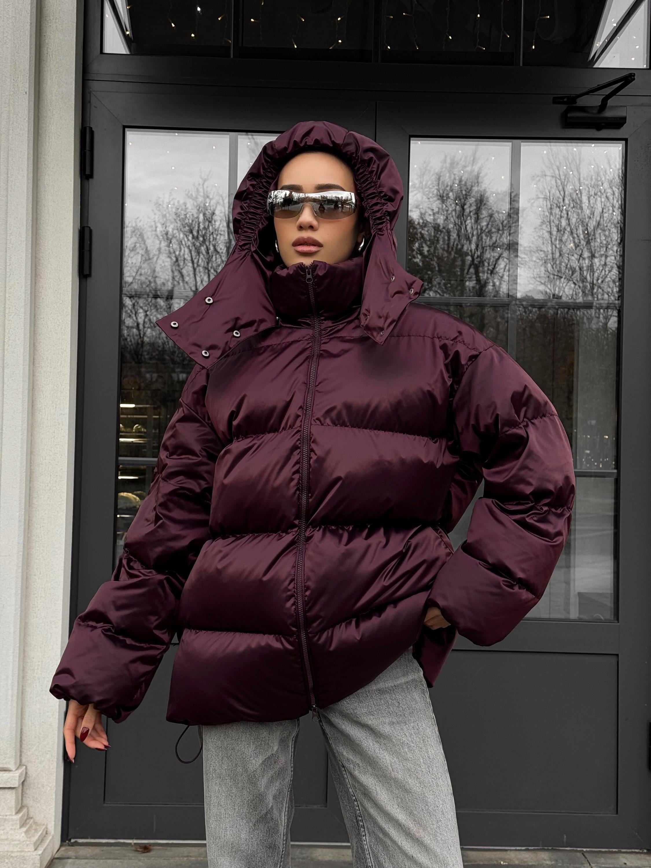 Burgundy puffer coat