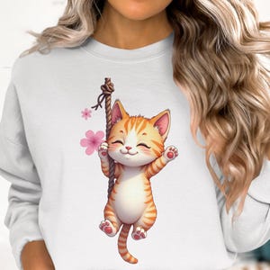 Cute Kitten T-Shirt Design, Digital Download, Cartoon Cat Clipart, Orange Tabby Cat Art, Pet Lovers Gift, Printable, Commercial Use