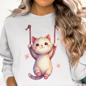 Cute Kitten Swing Digital Design, T-Shirt Design, Animal Graphic, Pet Lover Gift, Sublimation Design, Digital Download