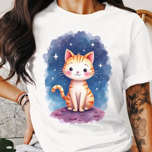 Cartoon kat T-shirt ontwerp, schattige oranje kat, Kitty Tee ontwerp, hoodie ontwerp, png, svg, digitale download