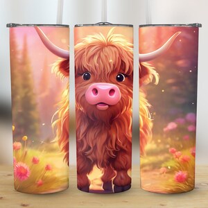 Highland Cow Tumbler, Cute Cow Digital Design, Animal Lover Gift, Tumbler Design Digital, Sublimation Tumbler Design, Digital Download