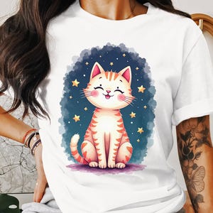 Diseño de camiseta de gato adorable, diseño de camiseta de gatito de dibujos animados, PNG SVG digital, diseño de sudadera divertida, regalo para amantes de los gatos, sublimación, impresión gráfica