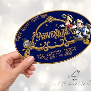 Adventure cruise door magnet | personalised with dates and name | Wish Dream Wonder Fantasy Destiny Treasure Magic | decor merch gift