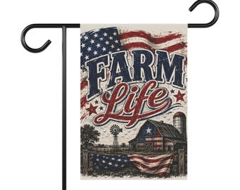 Bandera de jardín/estandarte para casa con temática de granja, decoración rústica de granero americano.
