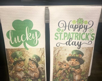 Ekorre kökshandduk med Saint Patricks Day-motiv