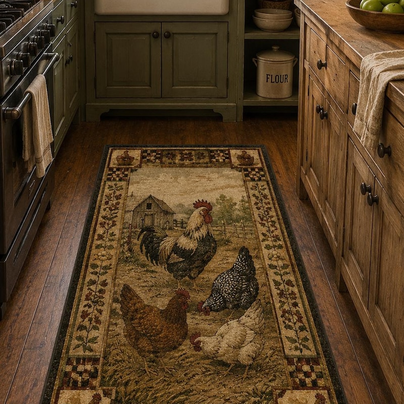 Rooster Design Kitchen Rugs Rooster Rugs - Etsy