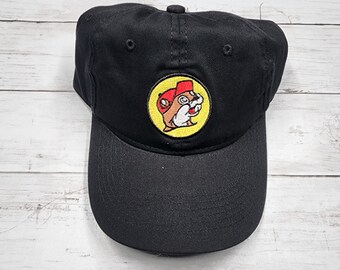 Buc-ees Black Baseball Adjustable Hat 100% Cotton