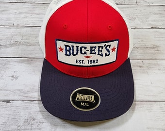 Buc-ees Red White Blue Trucker Hat Mesh Back M/L