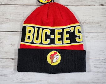 Buc-ees Red Yellow Black Beanie Hat Adult Size