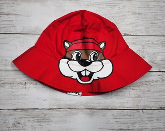 Buc-ees Red Brown White Reversible Bucket Hat Youth