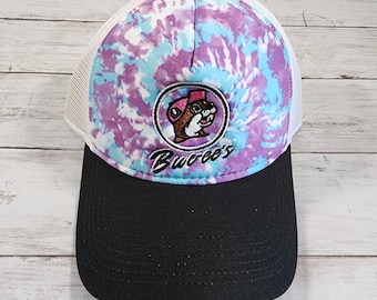 Buc-ees Tie Dye Trucker Style Purple Blue White Hat