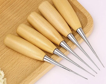 2pcs Leather Hand Stitching Awl Tool Leather Craft Hole Punch Tools Sewing Punching Hole Maker Stitching Over Stitch