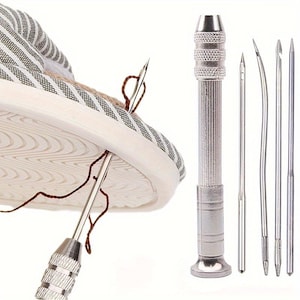 Juego de 5 conos para coser cuero, juego de herramientas de reparación de calzado multifuncionales intercambiables, agujas de coser para perforar, manualidades de cuero para coser bricolaje