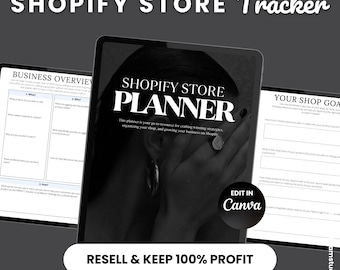Puede incluir: Una imagen en blanco y negro de una mano cubriendo una cara. La imagen está en una pantalla de computadora con el texto "Shopify Store Planner" y "Resell & Keep 100% Profit" en la pantalla. El texto "Edit in Canva" también está en la pantalla.