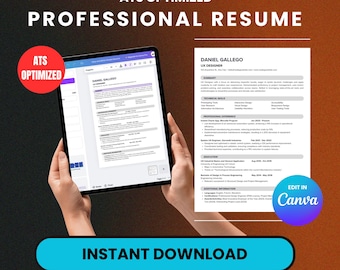 ATS Optimised Resume Template - ATS Resume - CV Resume Template - Minimalist Resume Template - Canva Template