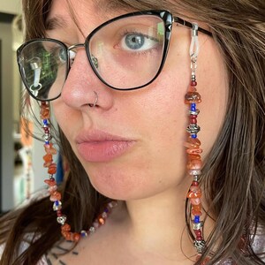 Agate stone beaded eyeglass chain