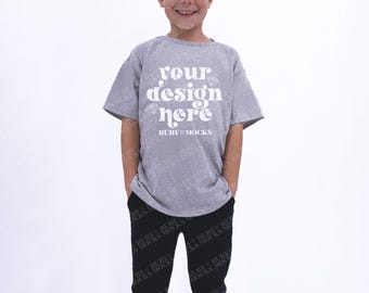 5000b Sport Grey Mockup, Gildan 5000B Mock Up, Real Model Mockup, Gildan 5000b Sport Grey Boy Mockup, Gildan Youth Mockups, Gildan Mockup